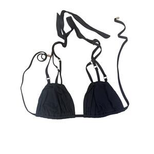 Beach, bunny, triangle bikini, top black women’s medium metal ring details